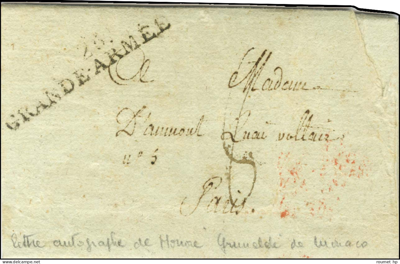 N° 26 / GRANDE ARMEE Sur Lettre Autographe, Signée D'Honoré Grimaldi, Prince De Monaco Et Aide De Camp Du Général Grouch - Army Postmarks (before 1900)