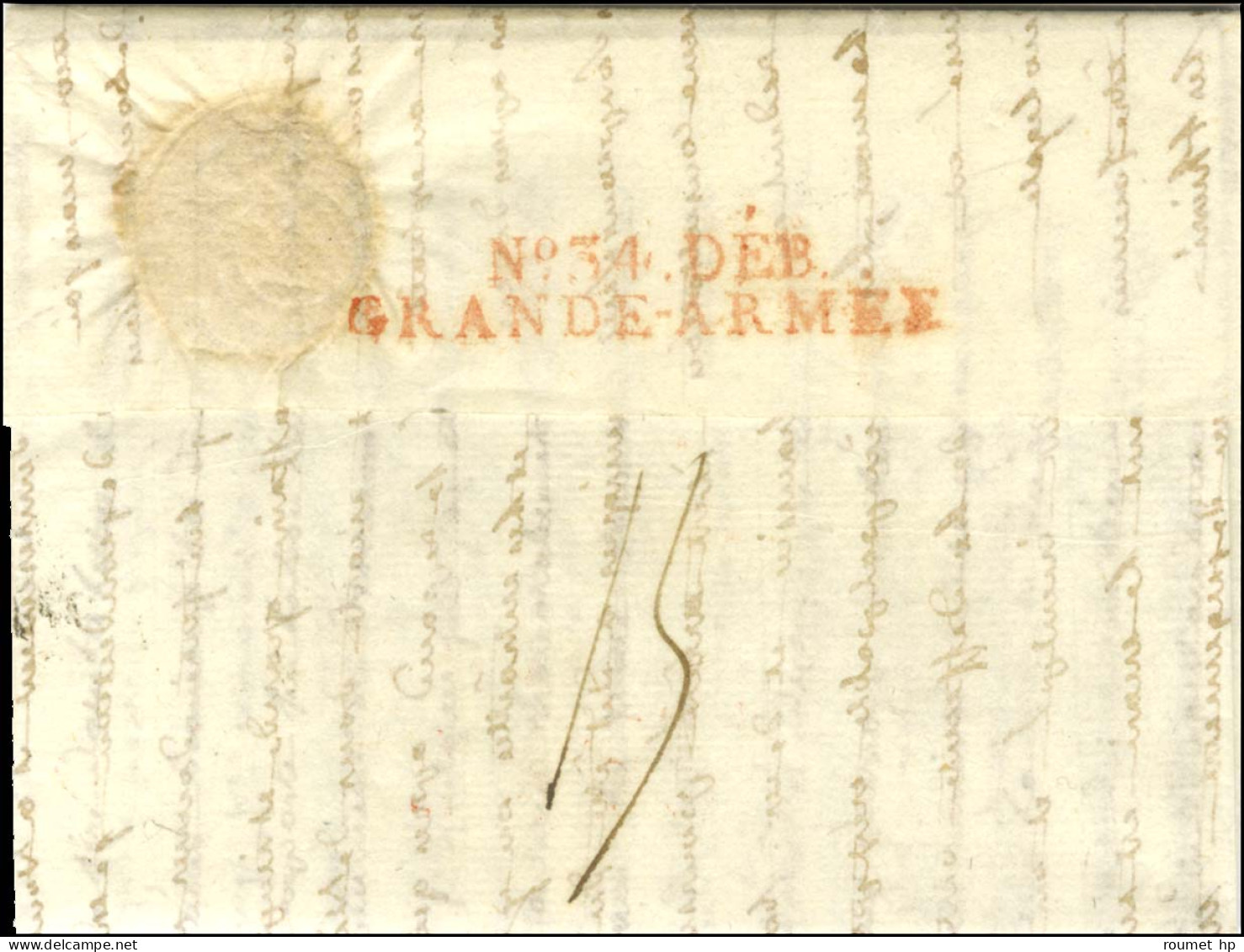 Lettre Avec Texte Daté De Caen Le 10 Avril 1808 Adressée à L'aide De Camp Du Général De La Marcinière à Dantzig. Au Vers - Army Postmarks (before 1900)