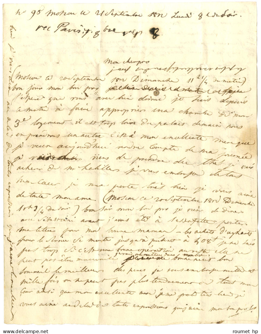 '' Moscou '' Sur Lettre Avec Très Bon Texte Daté De Moscou Le 21 Septembre 1812 Pour Paris. - SUP. - RR. - Marques D'armée (avant 1900)