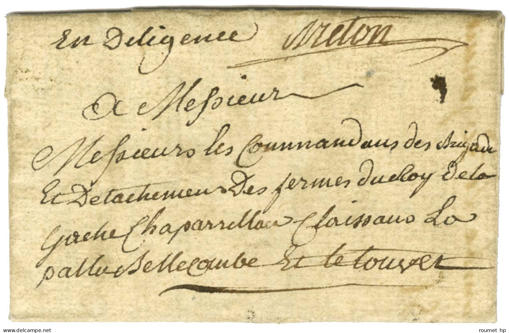 Contreseing De Franchise Manuscrit '' Breton '' Sur Lettre Avec Texte Daté De Pontcharra Via Bellecombe Le 28 Janvier 17 - Lettres Civiles En Franchise