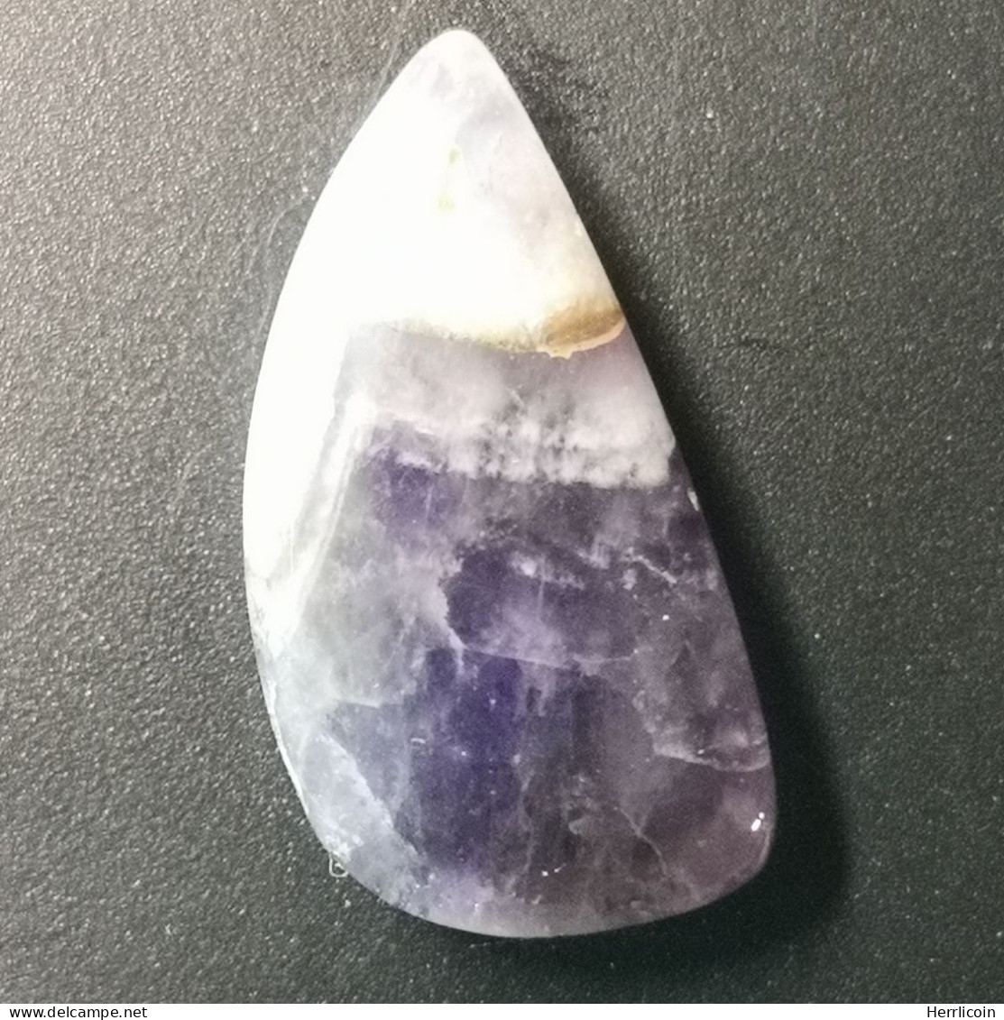 Cabochon "dentelle" D'améthyste Et Agate Naturel - Brésil - 15.35 Carats - 24.5 X 13 X 6 Mm - Amethyst