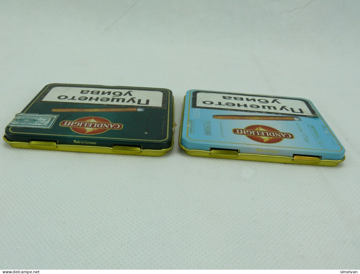 Candlelight Empty Cigarette Tin Cases Set Of Two Brazil And Sumatra #2224 - Empty Cigarettes Boxes