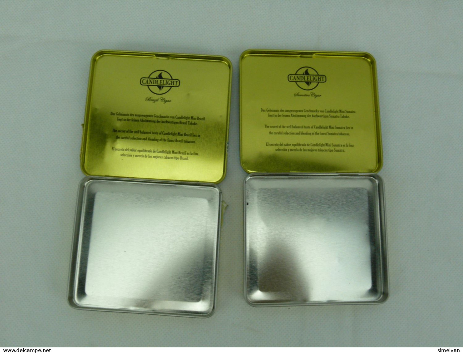 Candlelight Empty Cigarette Tin Cases Set of Two Brazil and Sumatra #2224