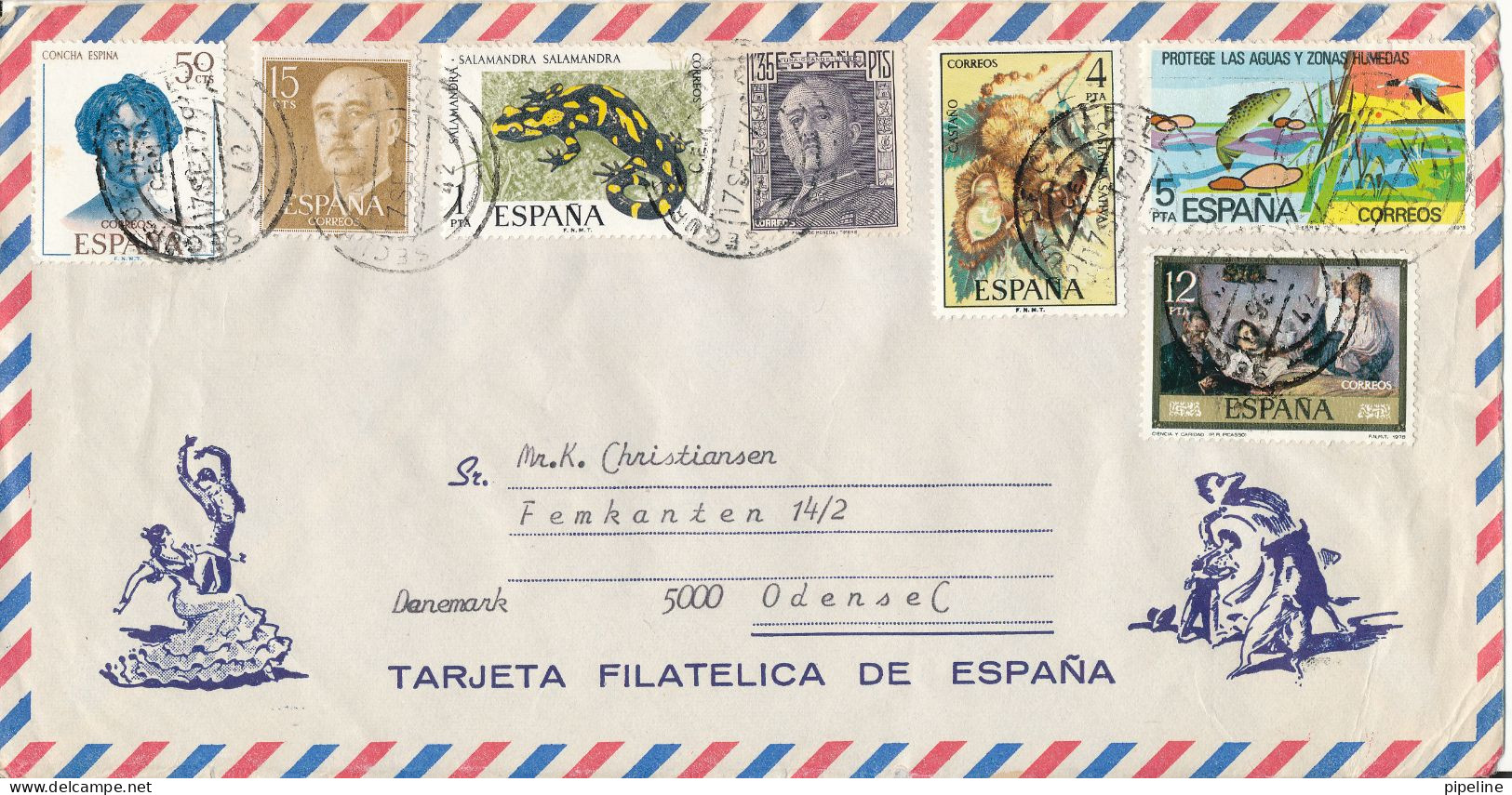 Spain Air Mail Cover Sent To Denmark 17-9-1979 With More Topic Stamps - Covers & Documents