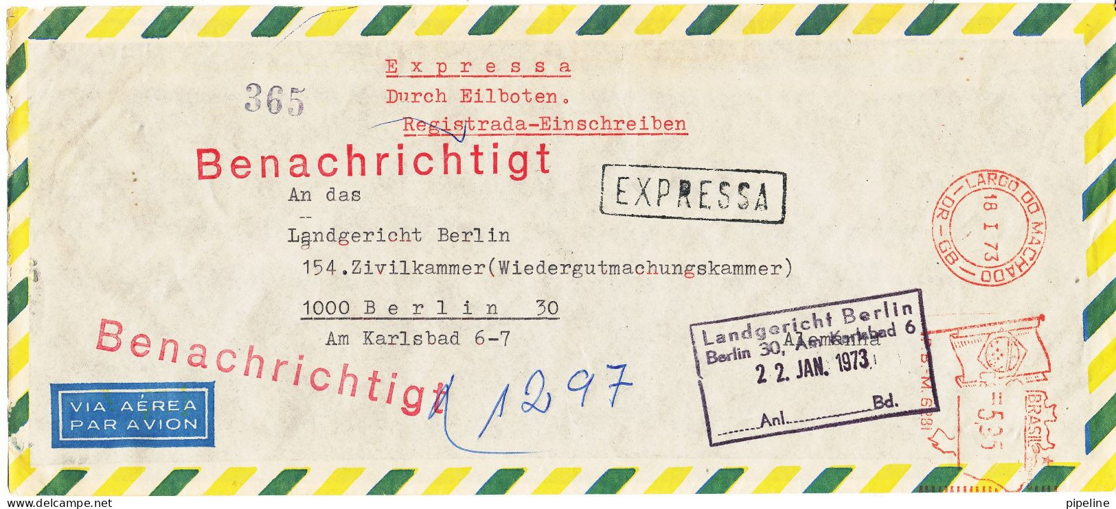 Brazil Express Air Mail Cover With Meter Cancel Sent To Germany 18-1-1973 - Posta Aerea