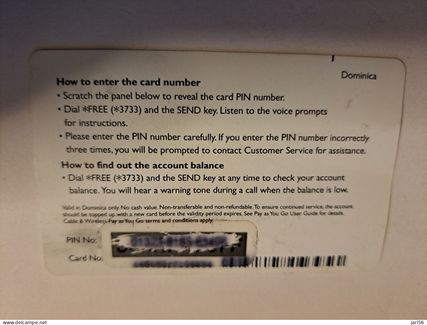 DOMINICA  $10,-  RED / PAY AS YOU GO  /NO TEXT IN CORNER  ** 16111 ** - Dominique