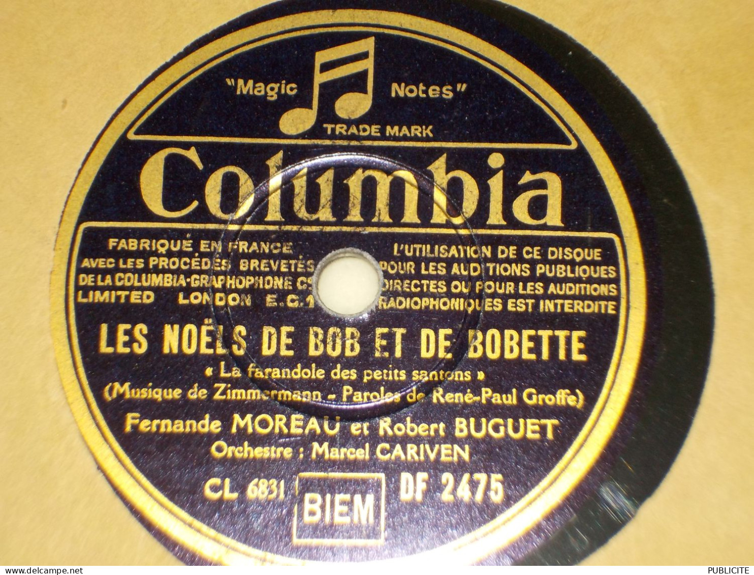 VINYLE  DISQUE 78 TOURS LES NOELS DE BOB ET DE BOBETTE DE PIERRE DARAGON ET FERNANDE MOREAU ET ROBERT BUGUET 1948 - 78 Rpm - Schellackplatten