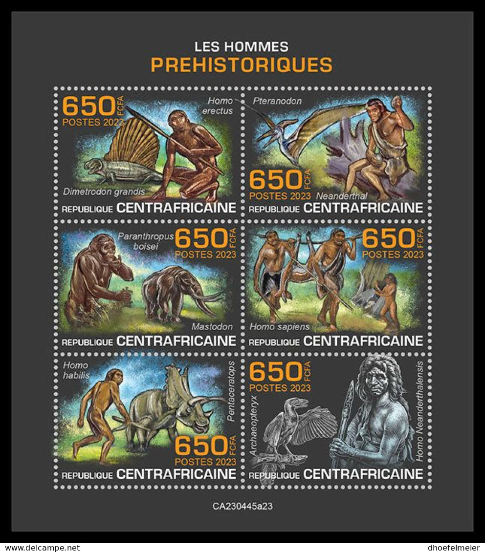 CENTRAL AFRICAN 2023 MNH Prehistoric Peoples Prähistorische Menschen M/S – OFFICIAL ISSUE – DHQ2401 - Préhistoire