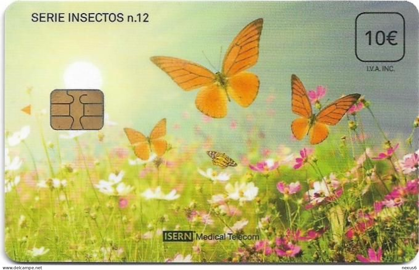 Spain - ISERN Medical - Insects #12, Butterflies & Flowers, 10€, 06.2016, 40.000ex, Used - Autres & Non Classés