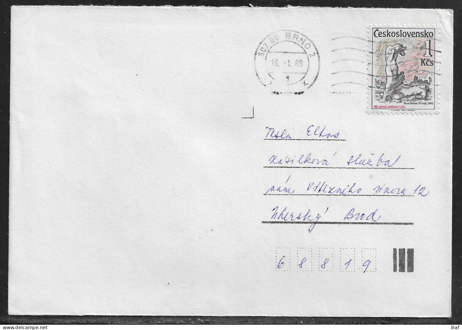 Czechoslovakia. Stamp Sc. 2661 On Letter, Sent From Brno  16.01.89 For “Tesla” Uhersky Brod. - Briefe U. Dokumente