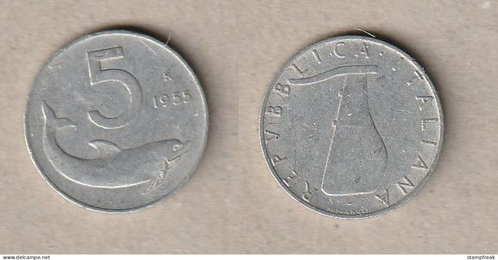 00534) Italien, 5 Lire 1955 - 5 Lire