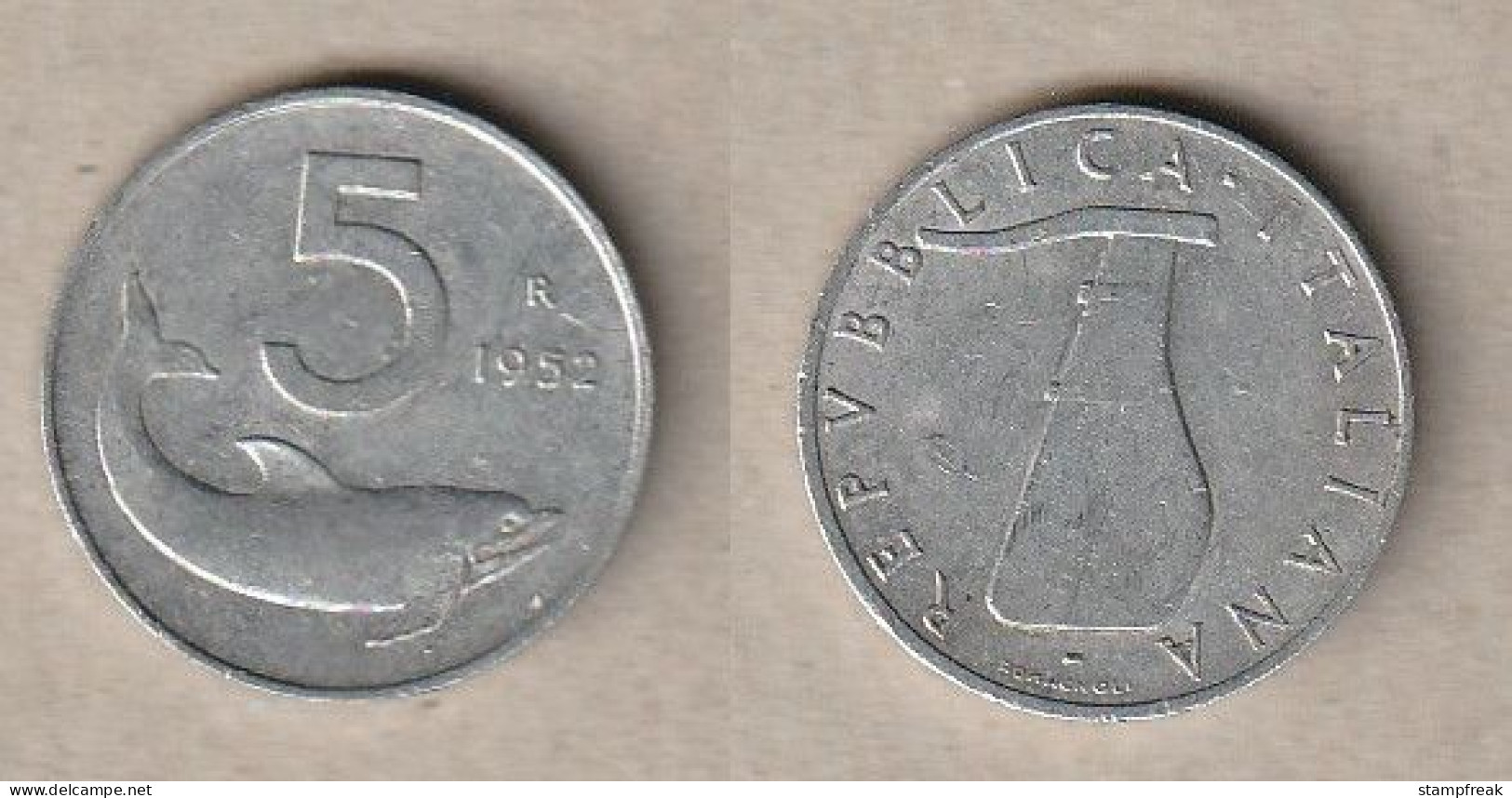 00532) Italien, 5 Lire 1952 - 5 Lire