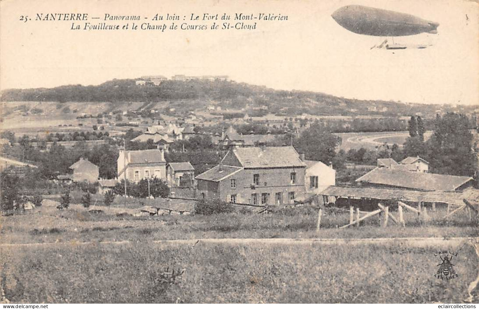 Nanterre         92          Panorama    Au Loin Mont Valérien Et Champ De Course. Dirigeable      N°25  (voir Scan) - Nanterre