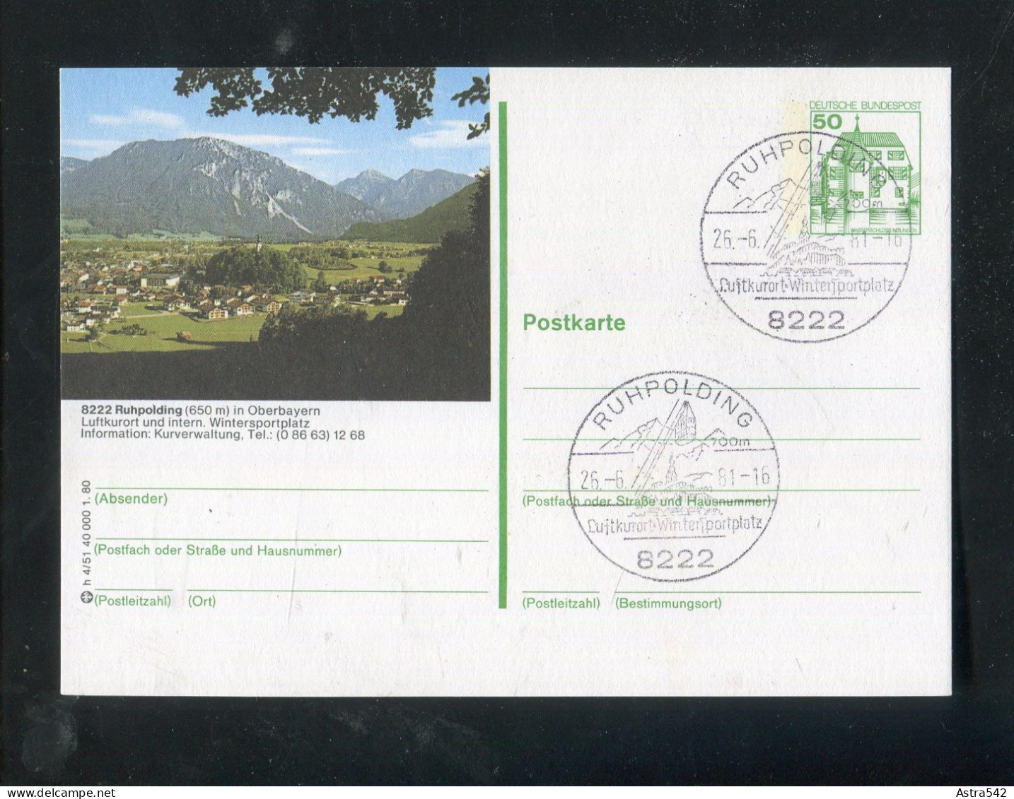 "BUNDESREPUBLIK DEUTSCHLAND" Bildpostkarte Mit Bildgleichem Stempel Ex "RUHPOLDING" (5275) - Illustrated Postcards - Used