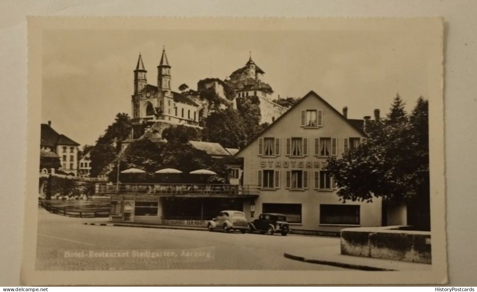 Aarbug AG, Hotel-Restaurant Stadtgarten, Alte Autos, 1955 - Aarburg