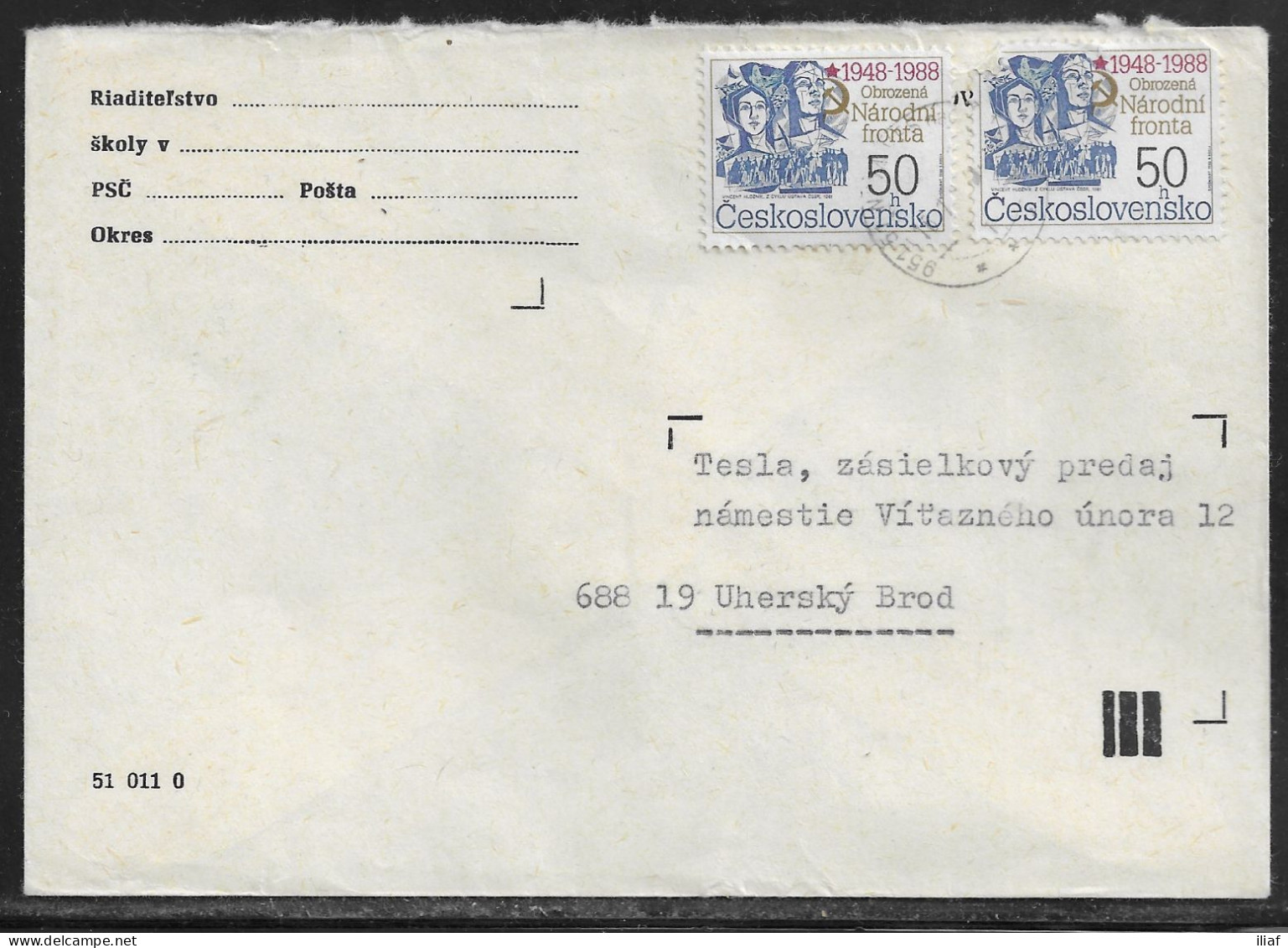 Czechoslovakia. Stamp Sc. 2685 On Letter, Sent From Beroun  15.01.89 For “Tesla” Uhersky Brod. - Brieven En Documenten