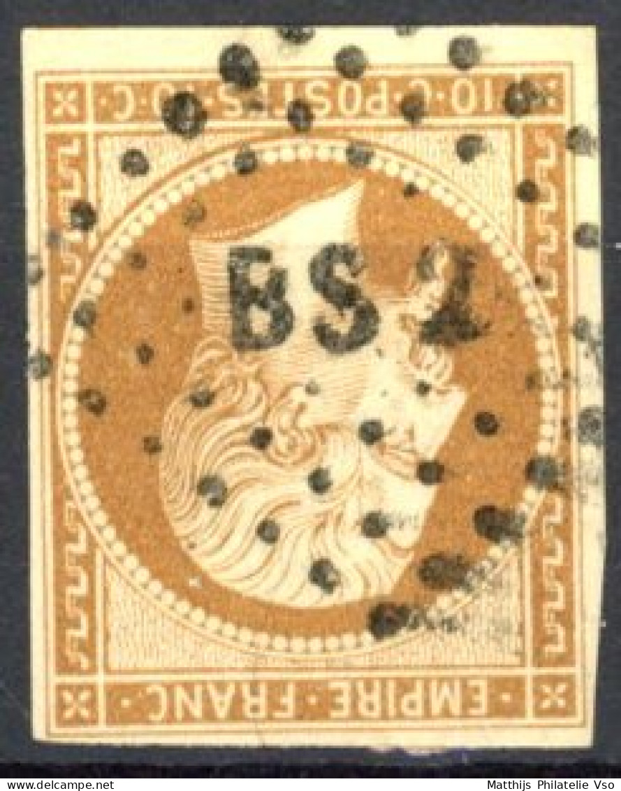 [O SUP] N° 13A, Belles Marges - TB Obl Centrale Ambulant 'BS2' - 1853-1860 Napoleon III