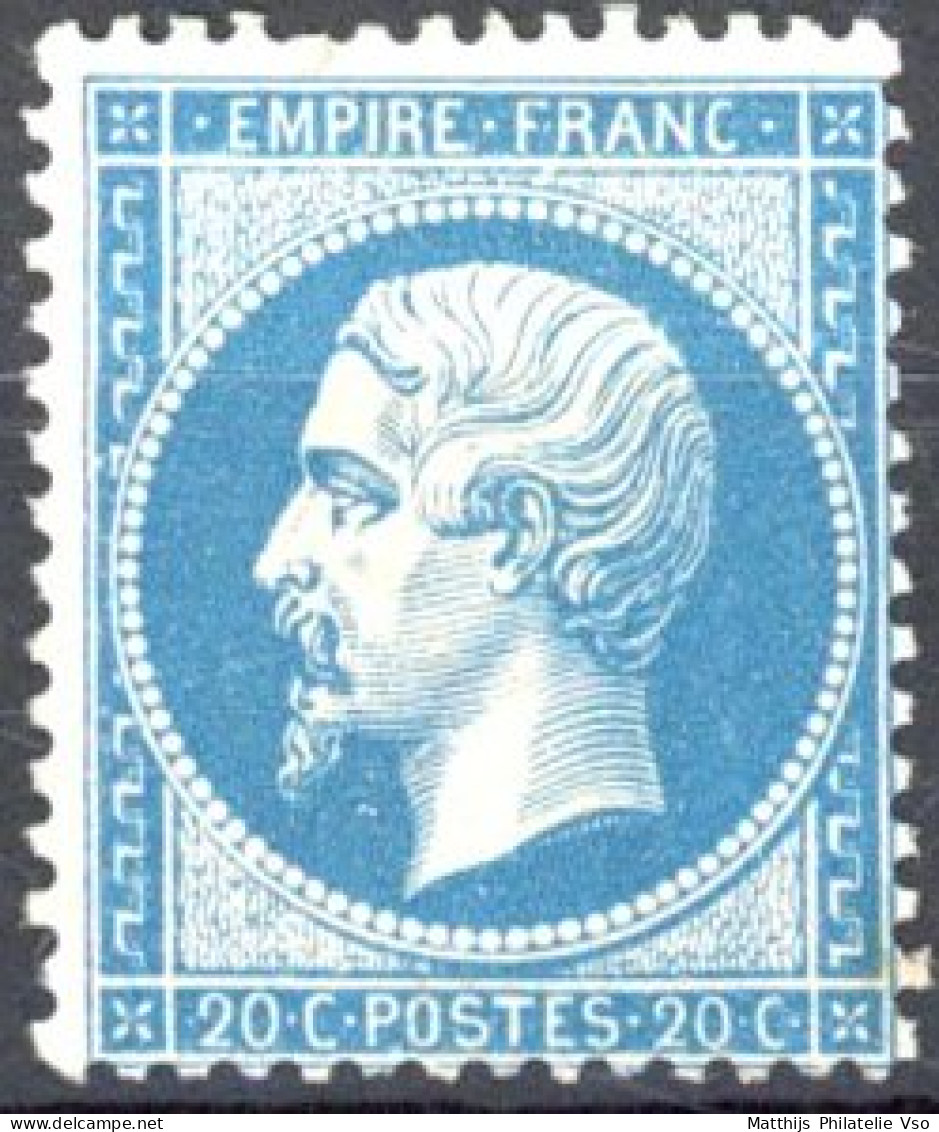 [* SUP] N° 22, 20c Bleu - Très Frais - Cote: 420€ - 1862 Napoleon III