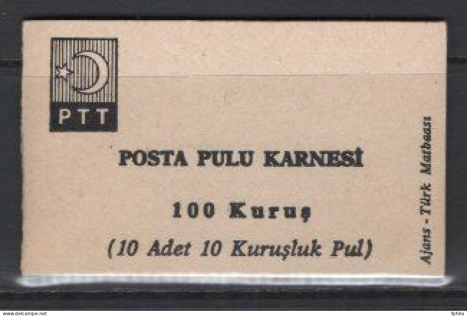 1967 TURKEY ATATURK REGULAR ISSUE STAMPS 10x10k BOOKLET MNH ** - Carnets