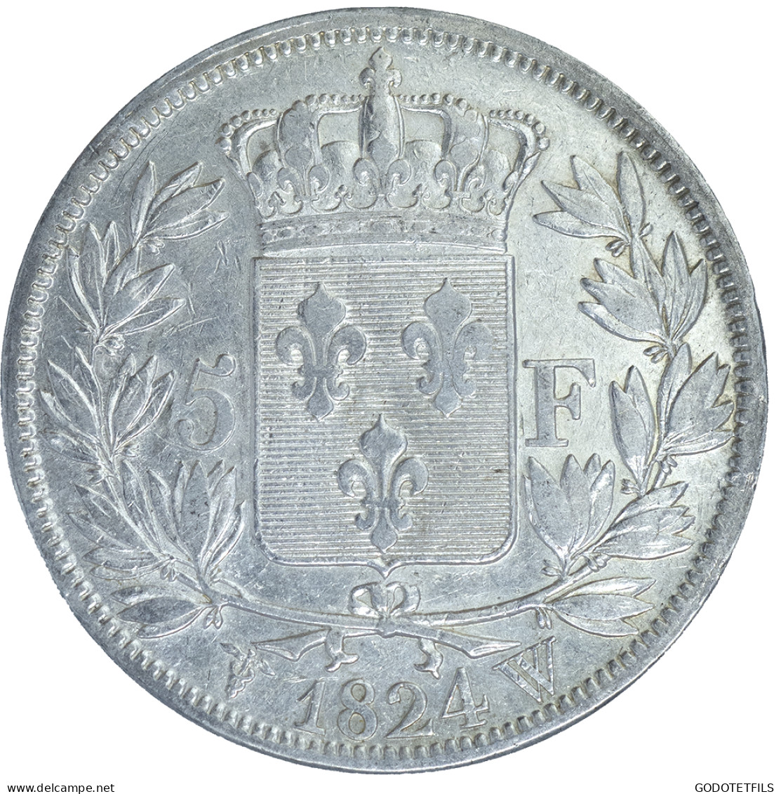 Louis XVIII-5 Francs 1824 Lille - 5 Francs