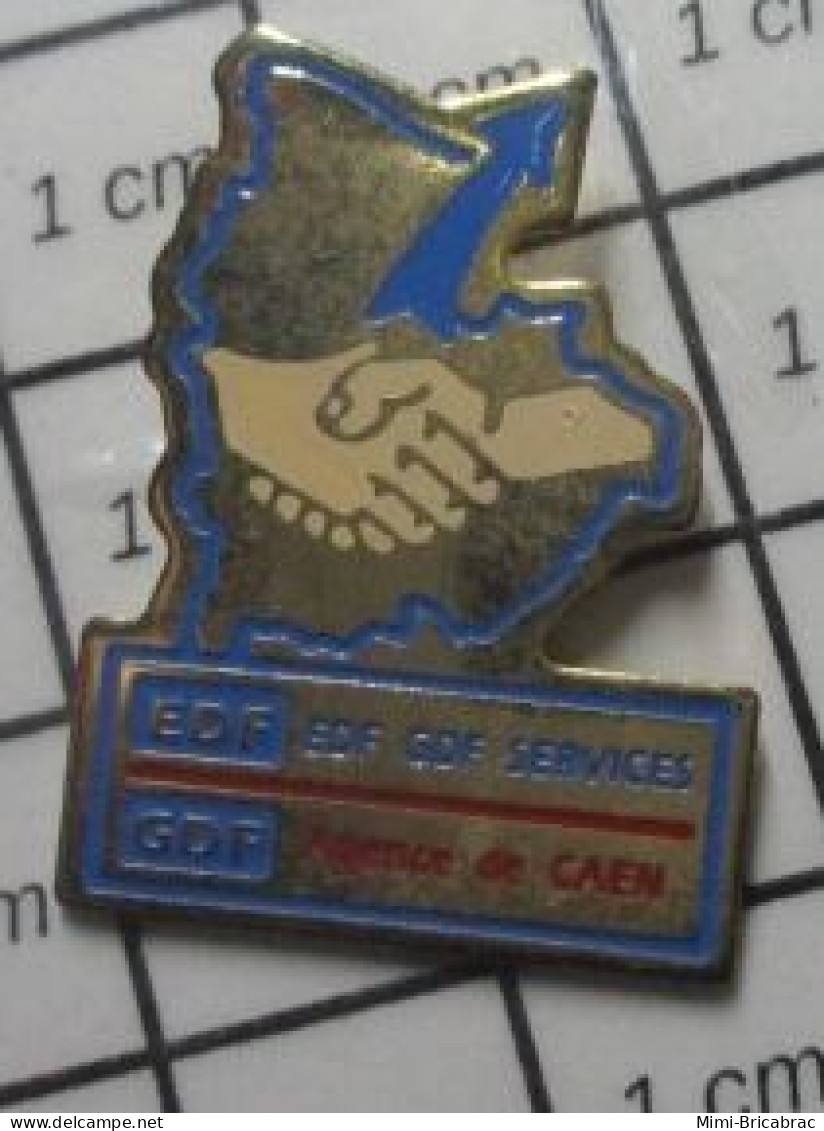 1719 Pin's Pins / Beau Et Rare / EDF GDF / SERVICES AGENCE DE CAEN CALVADOS - EDF GDF