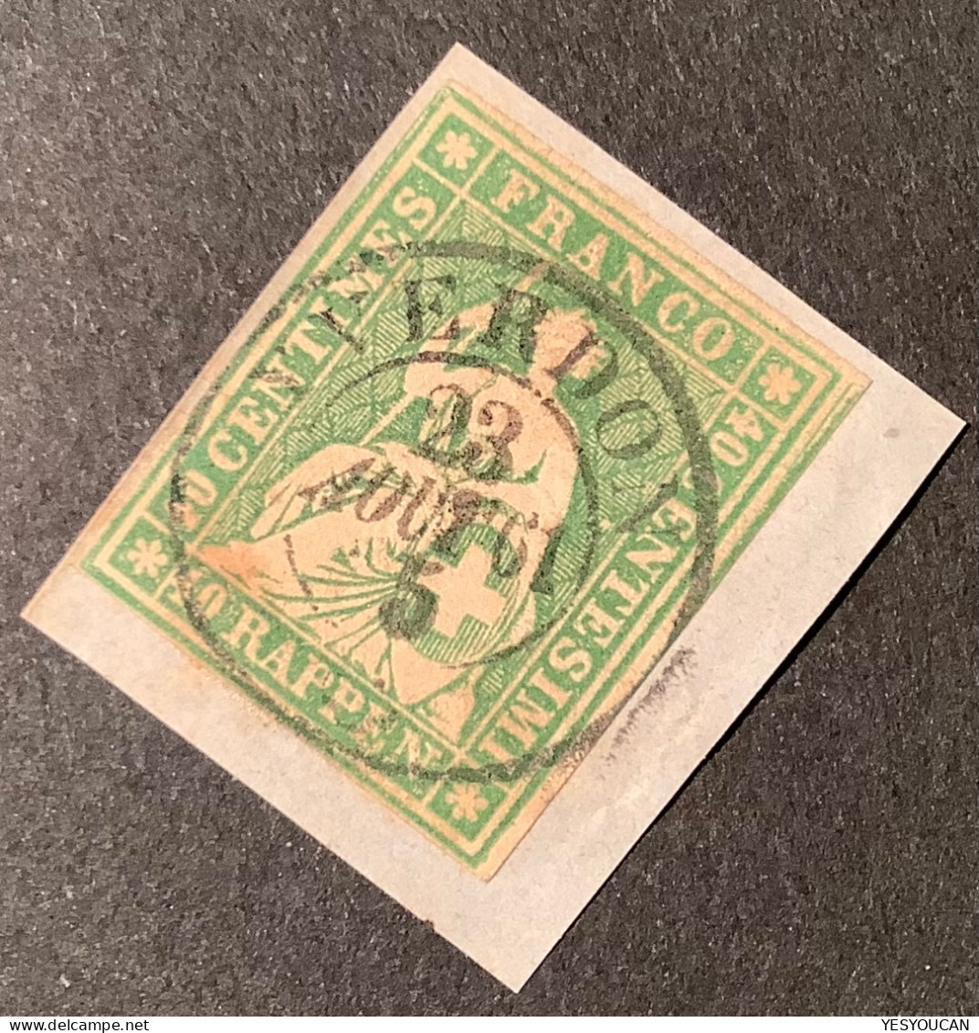 Zst 26G VOLLSTEMPEL YVERDON 1861 VD, 1854-62 40Rp Strubel  (Schweiz Suisse Switzerland - Usados