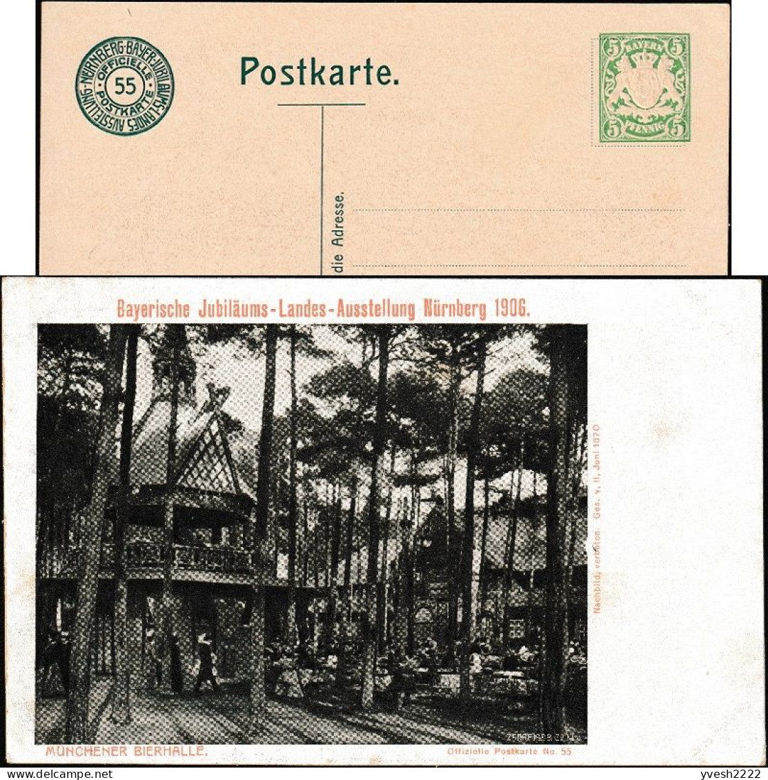 Bavière 1906. Carte, Entier Postal TSC. Exposition De Nuremberg 1906. Hall De Bière Munichoise, édifice En Bois - Bières