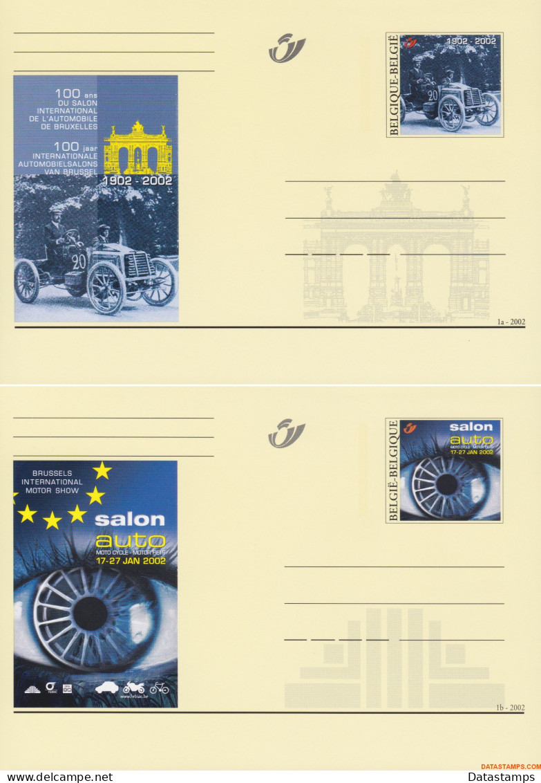 België 2002 - OBP:BK 96/97, Postcard - XX - Automobile Salon Brussels - Cartes Postales Illustrées (1971-2014) [BK]