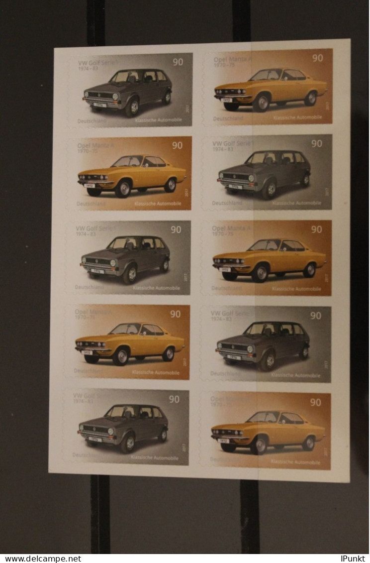 Deutschland 2017; Folienblatt FB 66, Selbstklebend: Klassische Automobile; MiNr. 3301-02; MNH - 2011-2020