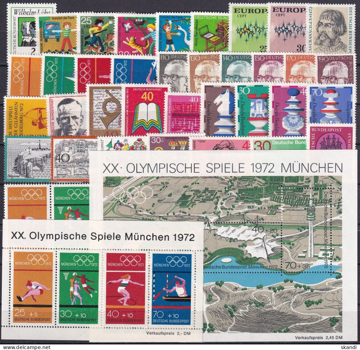 DEUTSCHLAND 1972 Mi-Nr. 710-52 Jahrgang/year Set ** MNH - Collezioni Annuali