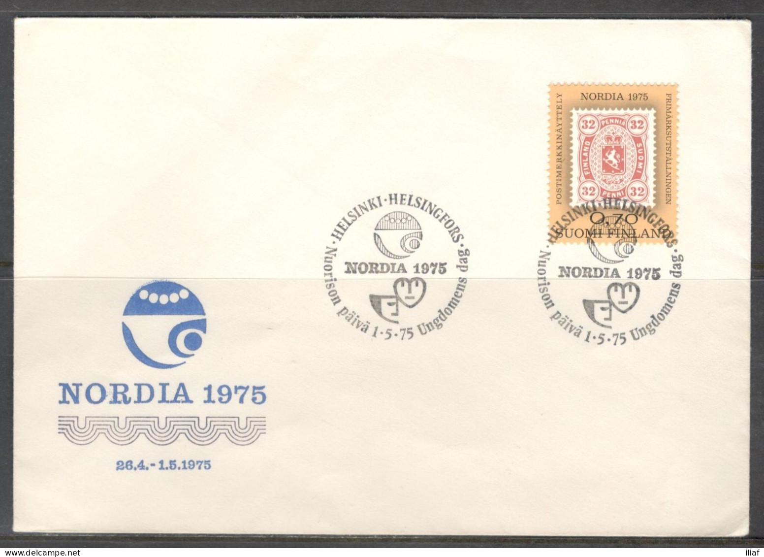 Finland. FDC Sc. 571. Finland No 16. Stamp Exhibition NORDIA 1975.  FDC Cancellation On FDC Envelope - FDC