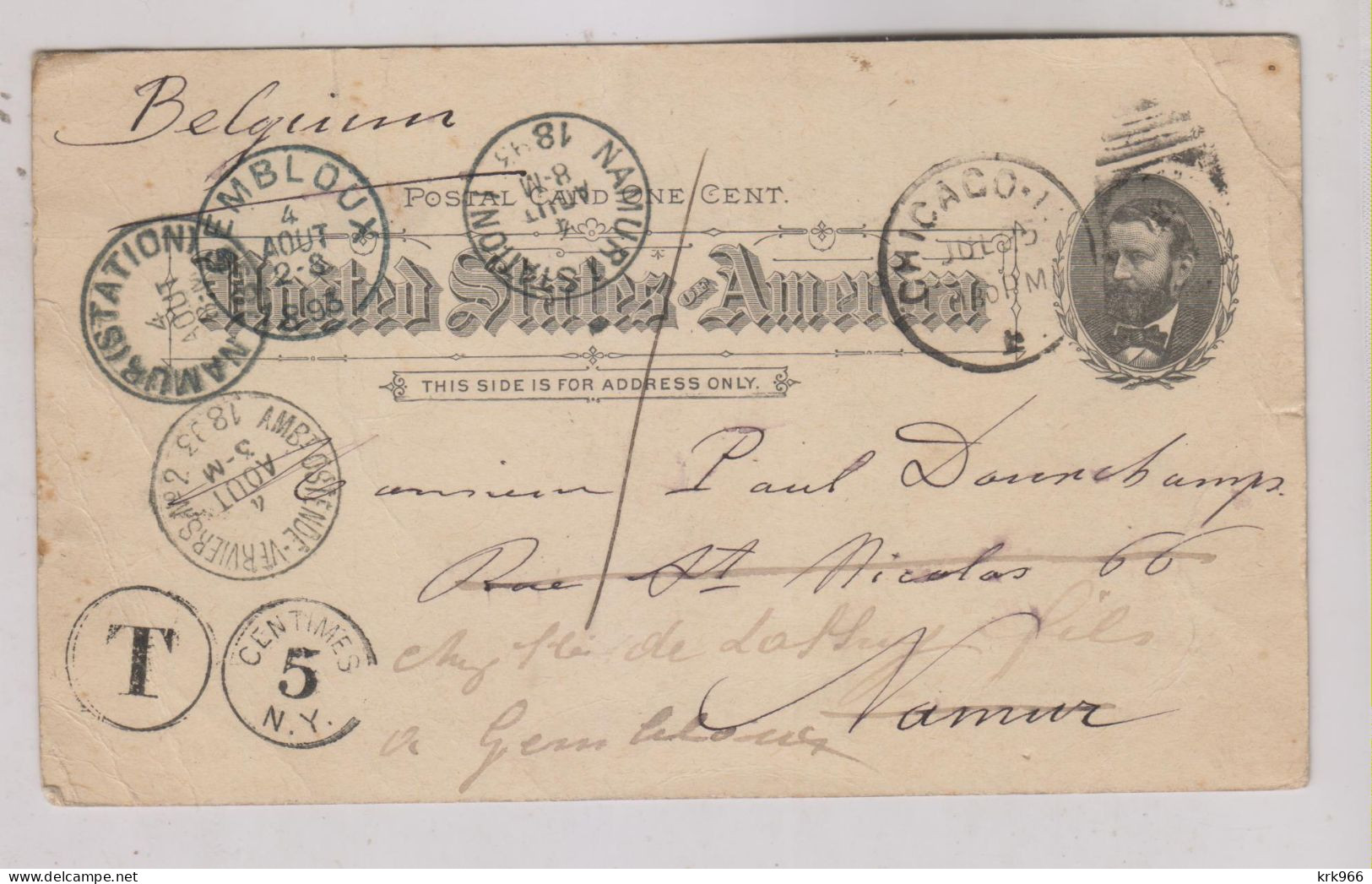 UNITED STATES CHICAGO 1893 Nice Postal Stationery To Belgium  WORLD*S COLUMBIAN EXPOSITION - ...-1900