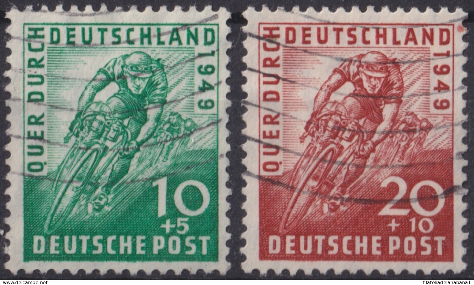 F-EX47305 GERMANY BIZONE 1949 USED CYCLE TOUR.  - Usati