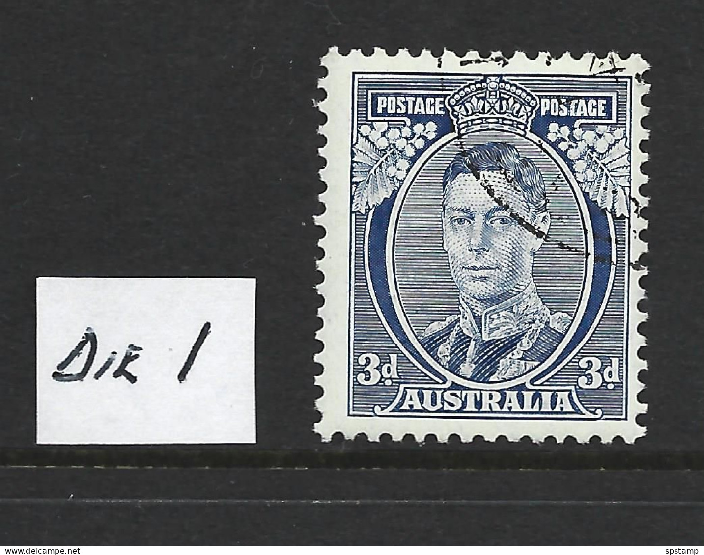 Australia 1937 3d Blue KGVI Definitive 5 Different With All Dies & White Wattles Variety VFU - Used Stamps