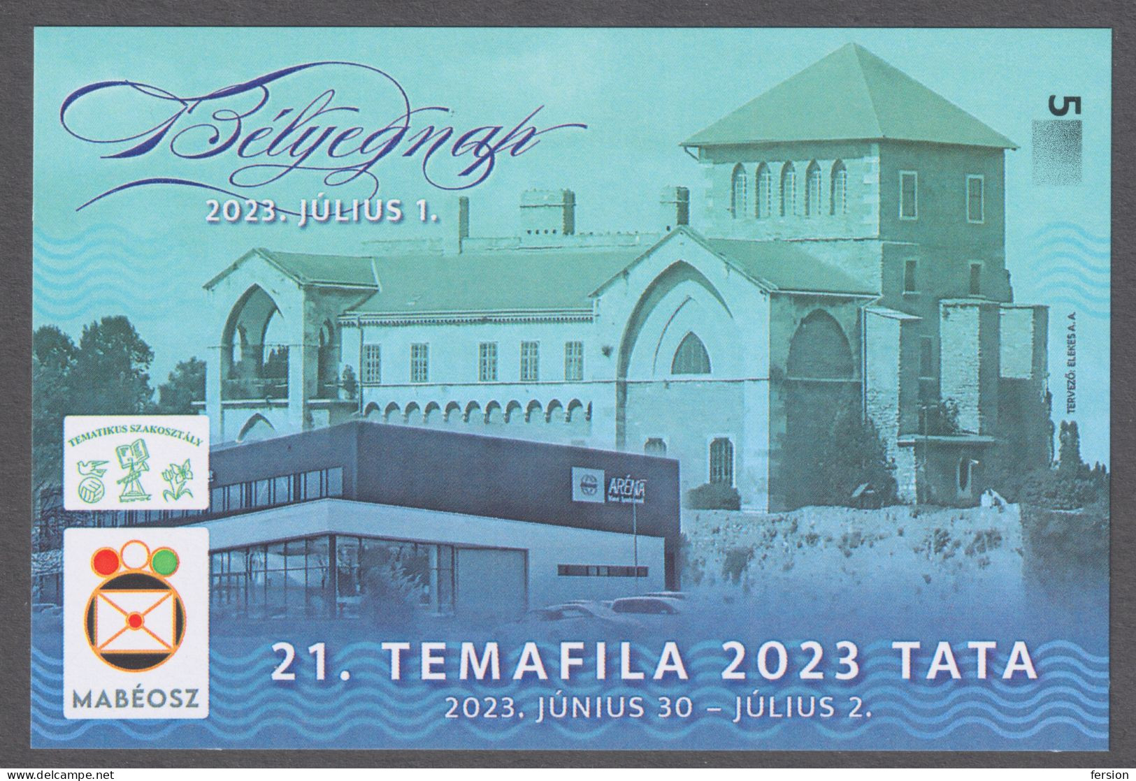 2023 MABÉOSZ Thematic Philatelic Stamp Exhibition / Commemorative Block Sheet / TATA Castle Palace LAKE - GIFT Overprint - Souvenirbögen