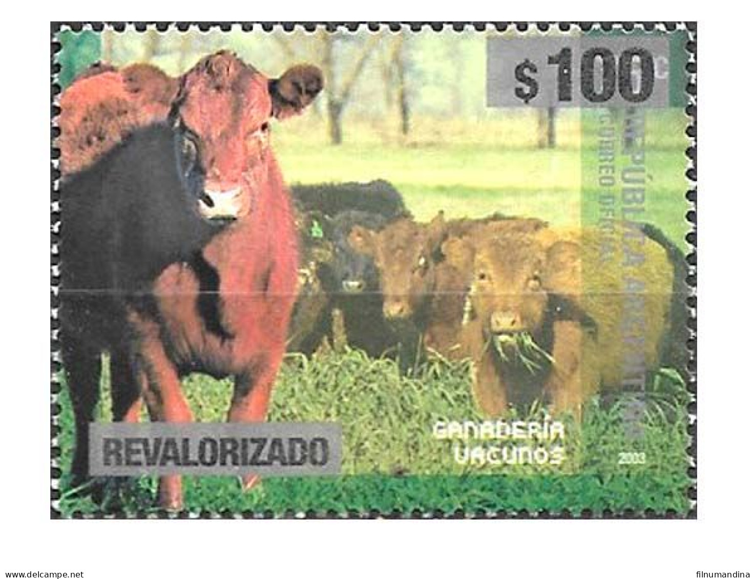 #75341 ARGENTINA 2023 NEW EMERGENCY DEFINITIVES OVERPRINTED CATTLES FAUNA 100 Ps  MNH - Ongebruikt