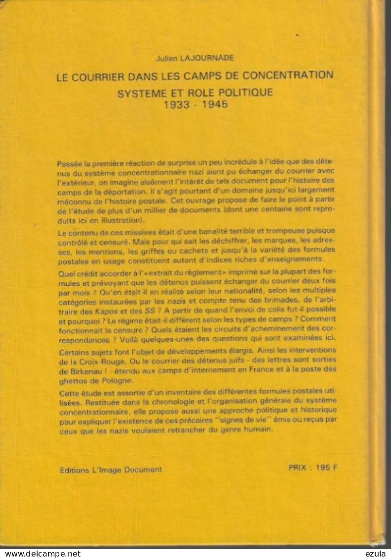 Le Courrier Dans Les Camps De Concentration 1933/1845   Système Et Rôle Poliyique - Guerra 1939-45