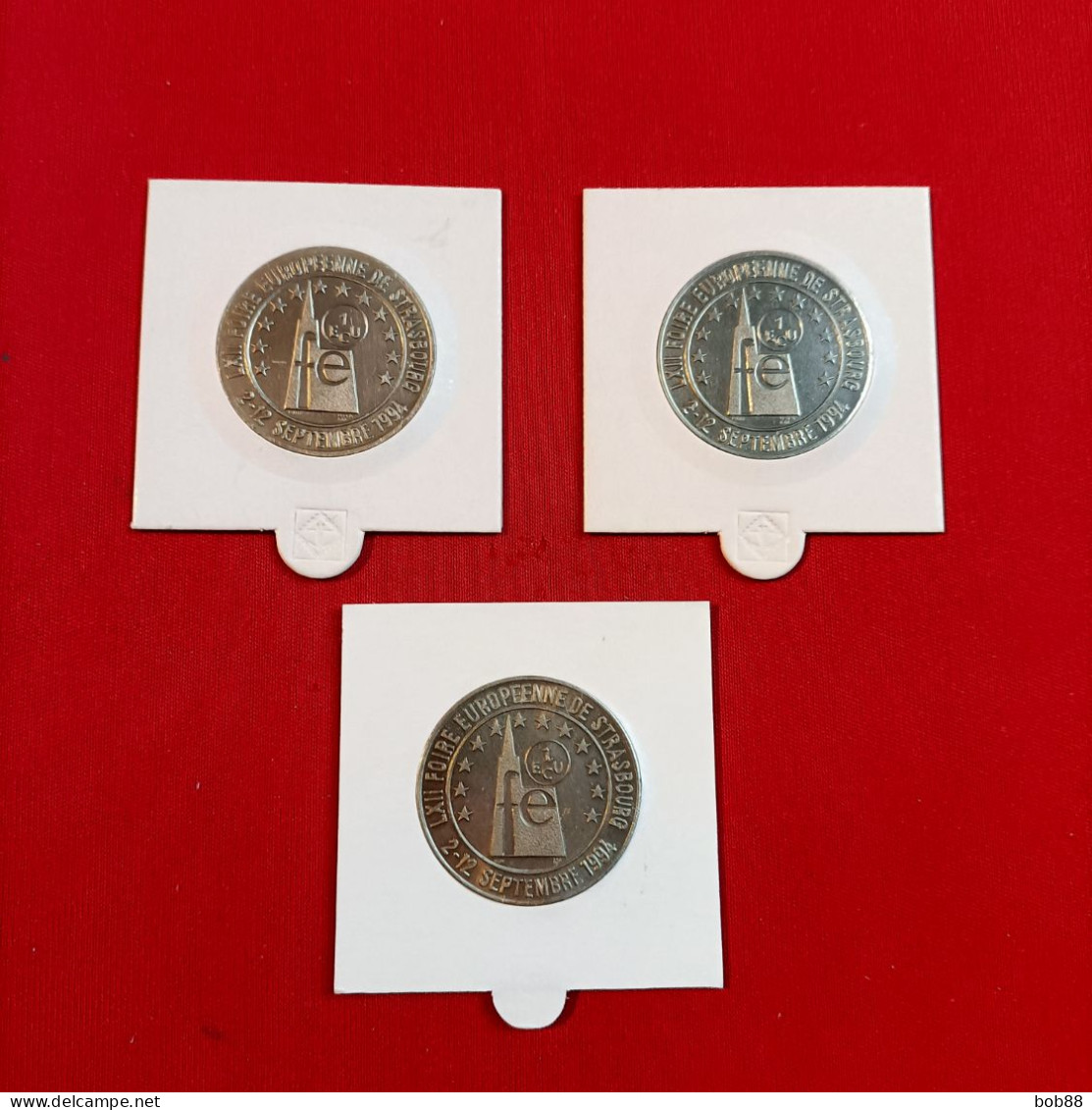 3 PIÈCES DIFFERENTES 1 ECU TEMPORAIRE VILLE DE STRASBOURG - Euro Van De Steden