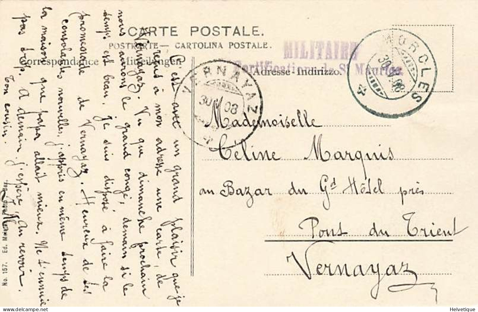 Morcles St. Maurice Armée Suisse Schweizer Armee Artillerie Au Repos 1908 Canons Soldat - Morcles