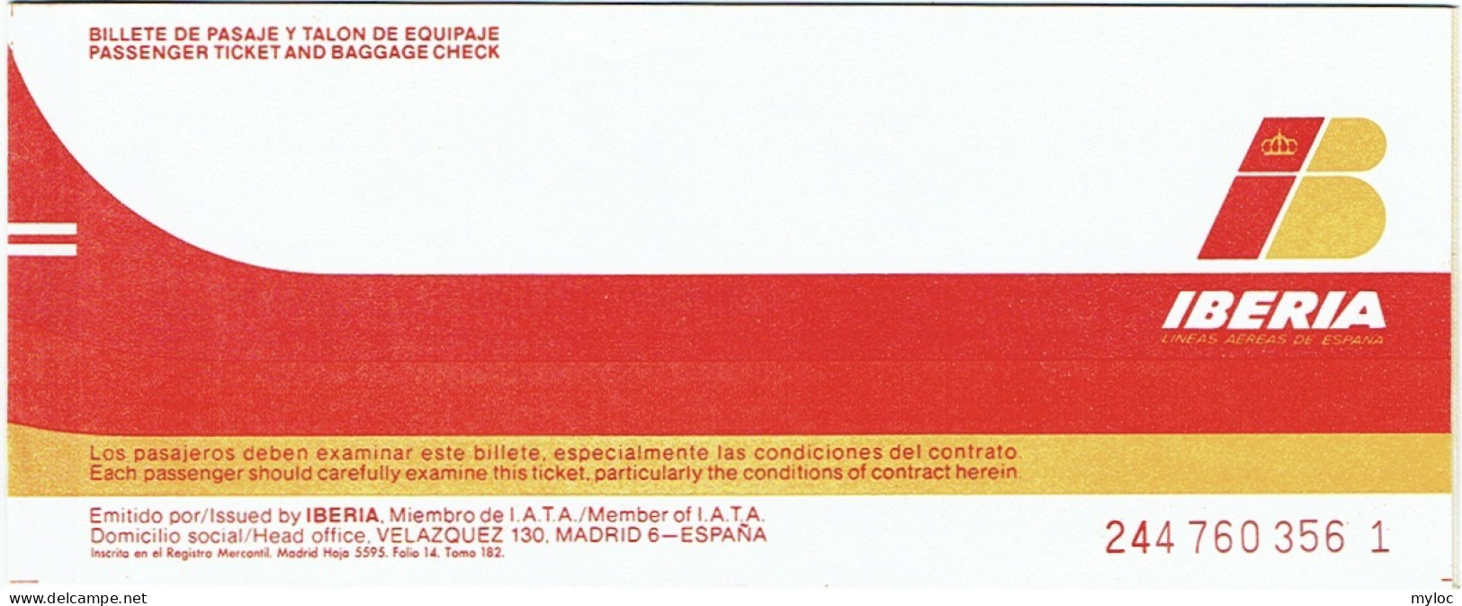 Ticket/Billet Avion. IBERIA. Bruxelles/Malaga/Brussels. 1978. Timbre Taxe. - Europe