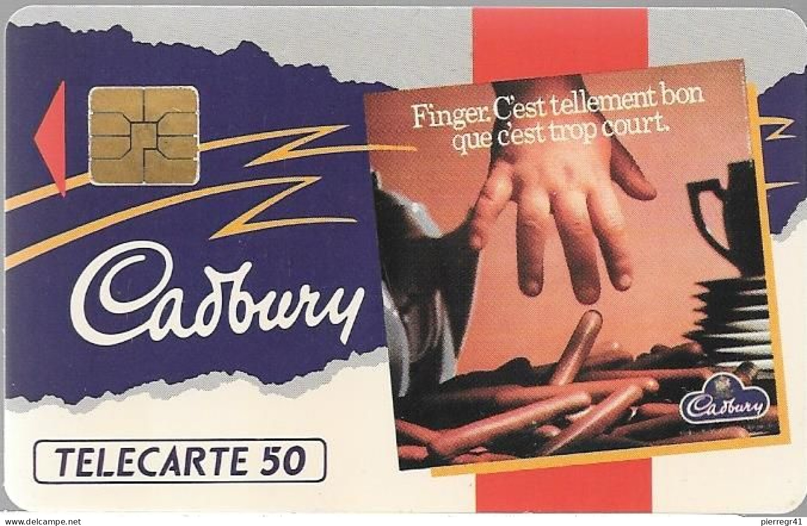 CARTE-PUCE-PRIVEE-PUBLIC- 50U-SO3-07/91-EN174-FINGER CADBURY-ROUGE-R°V° Série N°A 175091-Utilisé -TBE--UTILISE--TBE - 50 Units