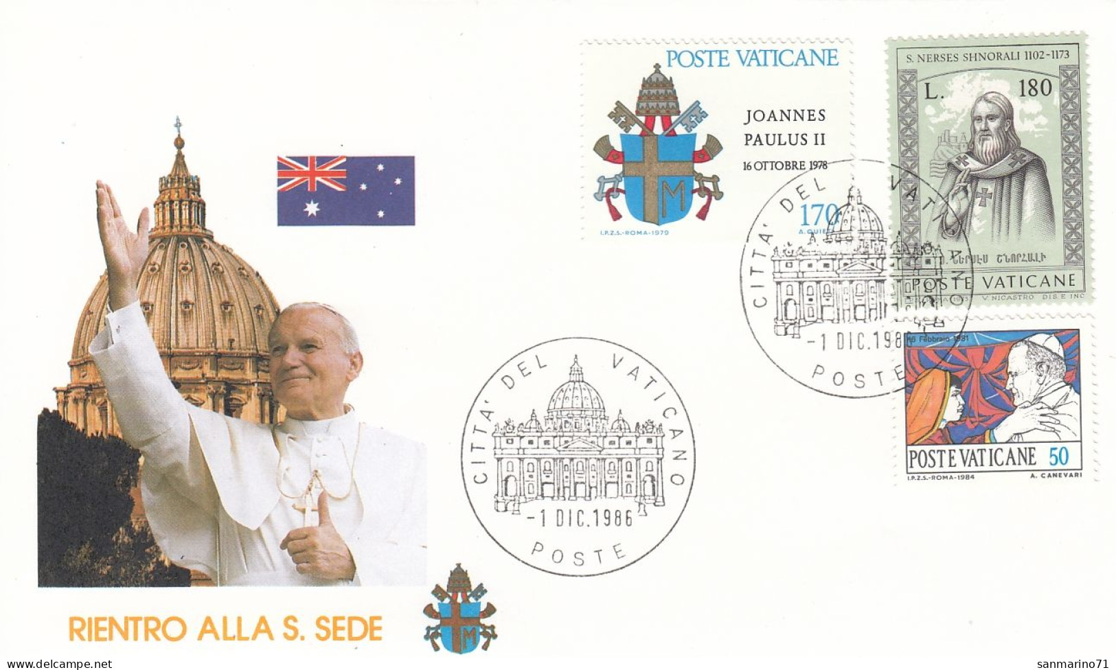 VATICAN Cover 1-65,popes Travel 1986 - Covers & Documents