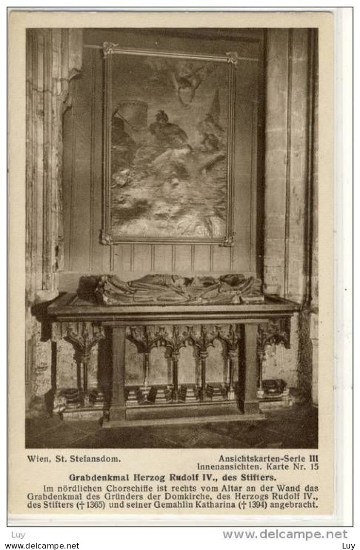 WIEN - St. Stefansdom, Grabdenkmal Herzog Rudolf IV. , AK Serie III, 1920er, Innenansichten, Karte Nr 15 - Stephansplatz