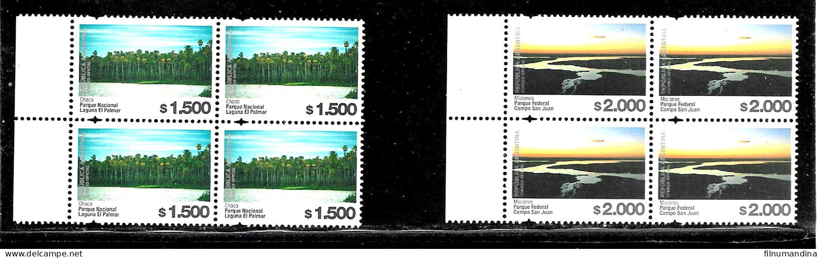 #75340 ARGENTINA 2023 NEW HIGHER DEFINITIVES NATIONAL PARCS RIVER,FOREST 1500/.2000 PS BLOC X4 MNH - Ongebruikt