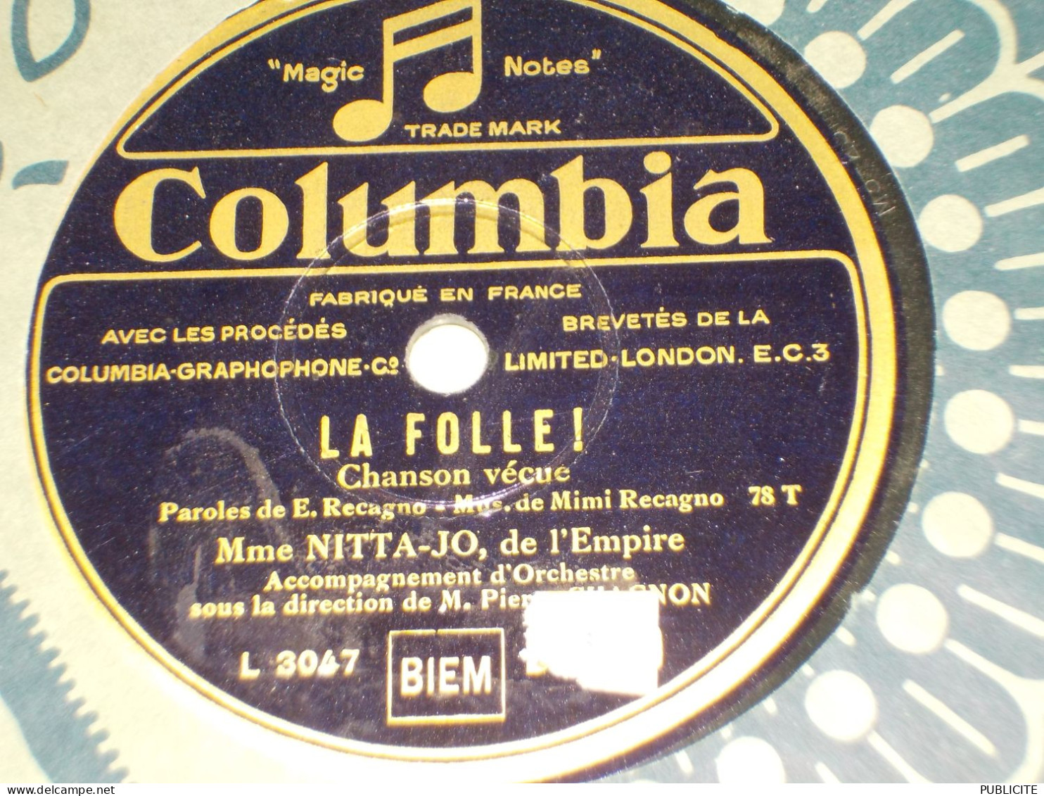 DISQUE 78 TOURS CHANSON VECUE DE NITTA JO DE L EMPIRE 1931 - 78 Rpm - Schellackplatten