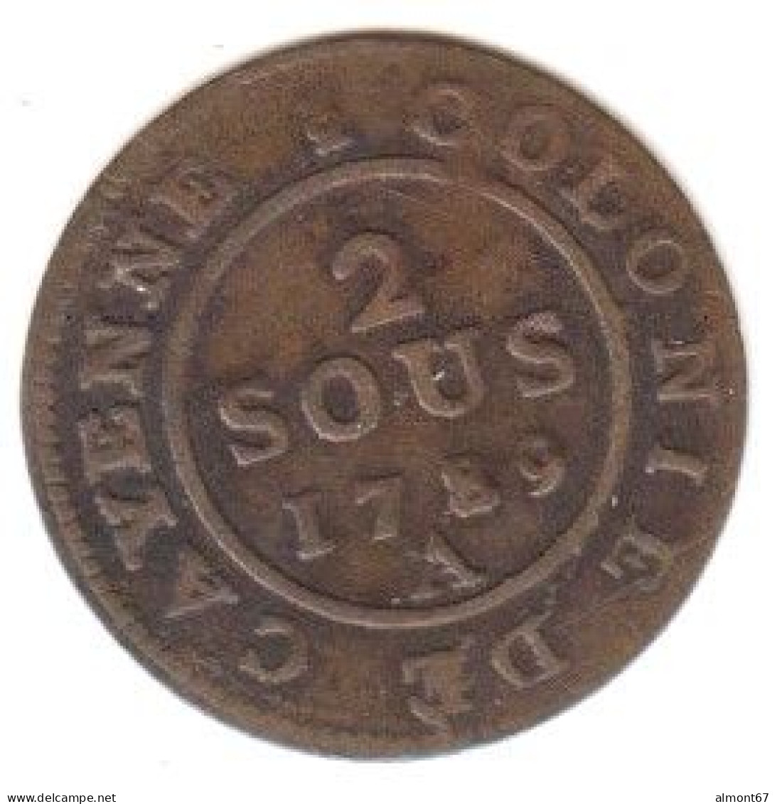 Louis XVI - Colonie De Cayenne   - 2 Sous.  1789 A - Guyane Française