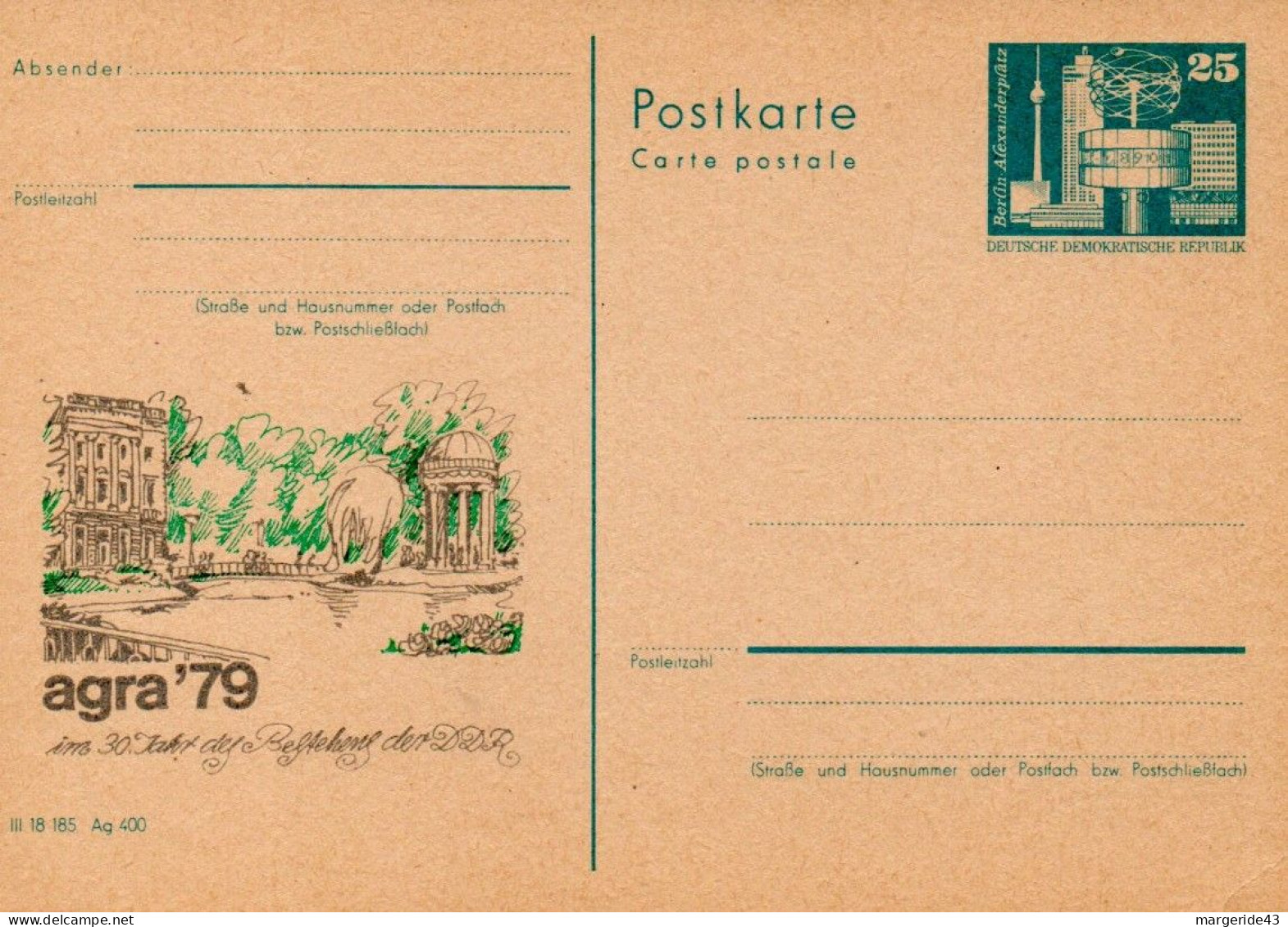 ALLEMAGNE RDA DDR ENTIER CARTE AGRA 79 - Private Postcards - Mint