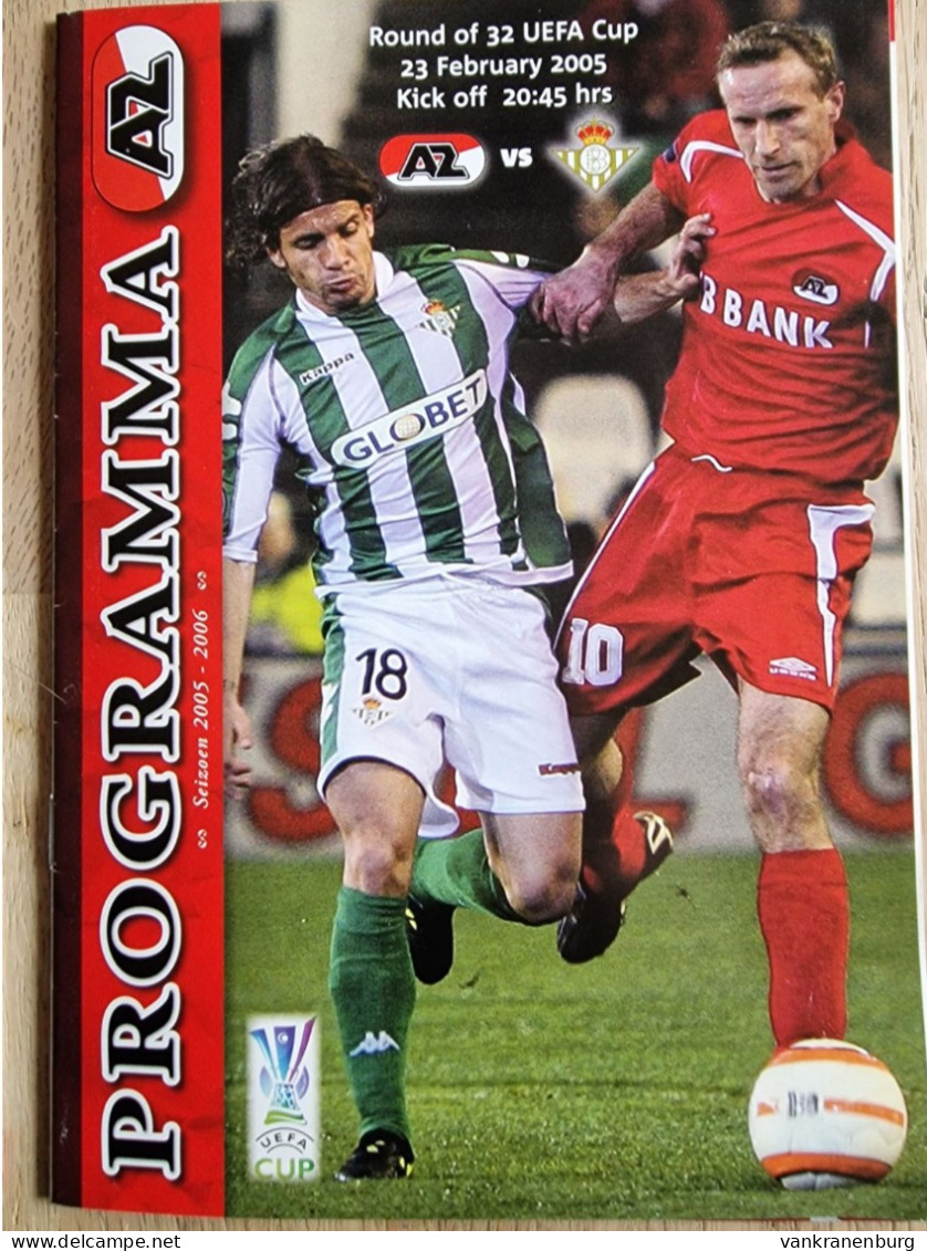 Programme AZ Alkmaar - Real Betis Balompie - 23.2.2006 - UEFA Cup - Football Soccer Fussball Calcio Programm Sevilla - Livres