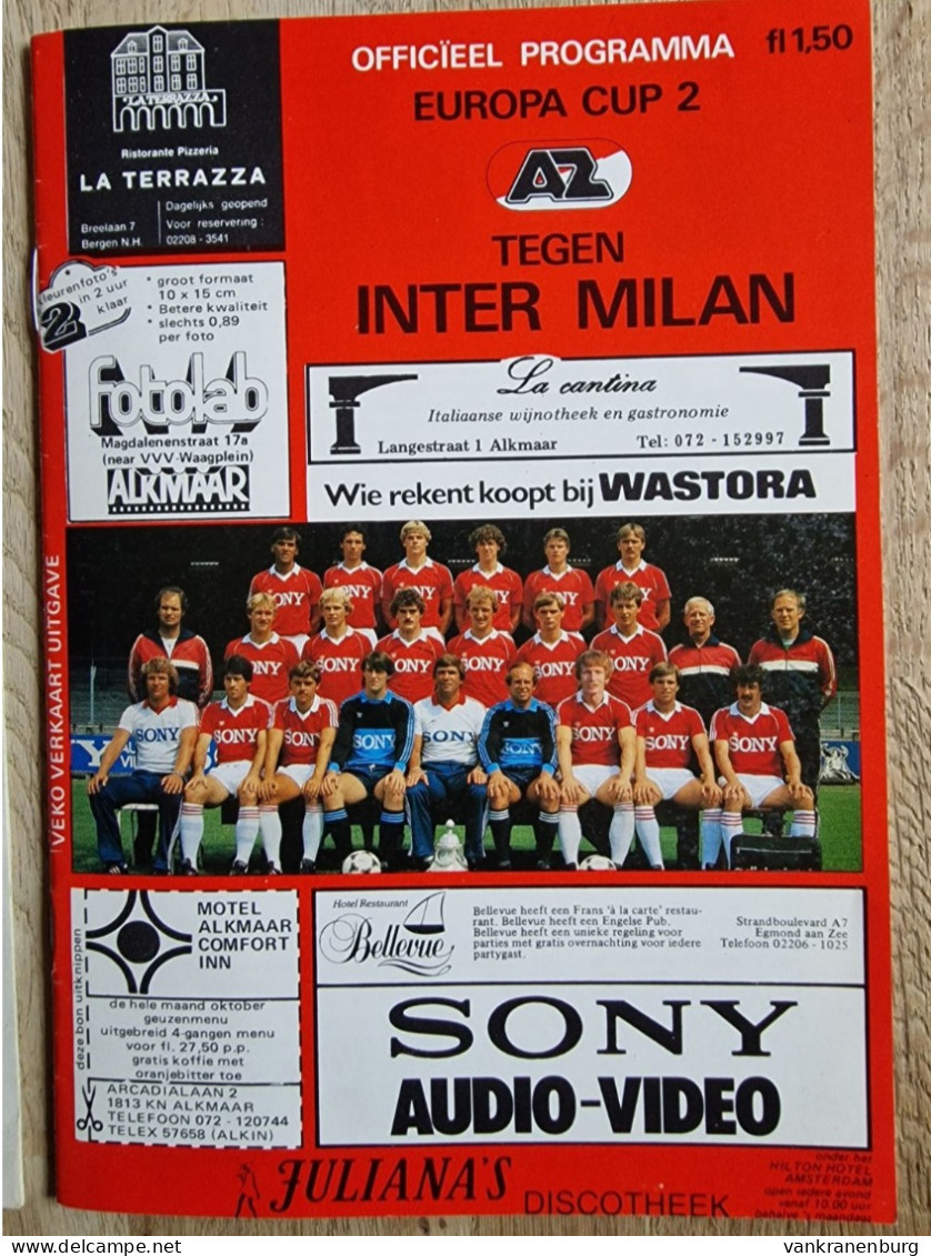 Programme AZ '67 Alkmaar - Inter Milan - 20.10.1982 - European Cup 2 - Football Soccer Fussball Calcio Programm UEFA - Bücher