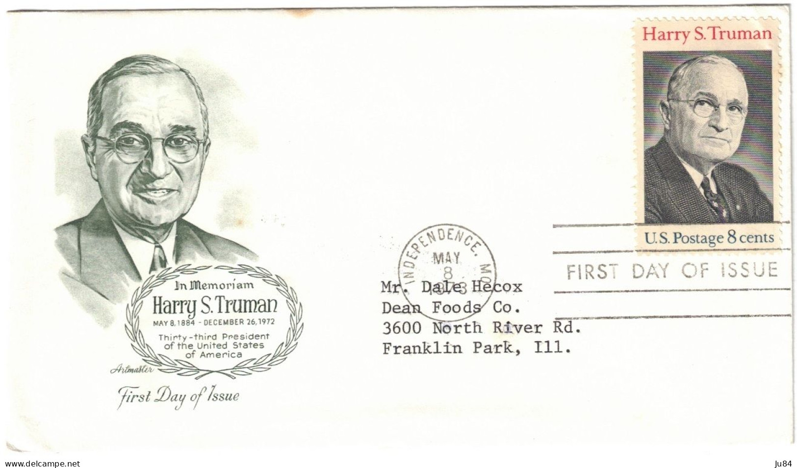 USA - États-Unis - Independence Mo  - FDC - Harry S. Truman - Lettre Pour Franklin Park - 1973 - 1971-1980